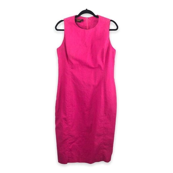 Vintage Gillian Size 12 Studio Pink Career Secretary‎ Linen Blend Retro Dress - Picture 1 of 9
